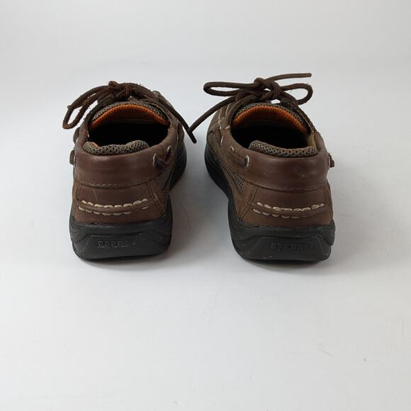 Sperry Boy 13.5 Boat Shoes Brown Leather Top Sider Cutter Lace Up Loafer Uniform - Picture 2 of 15